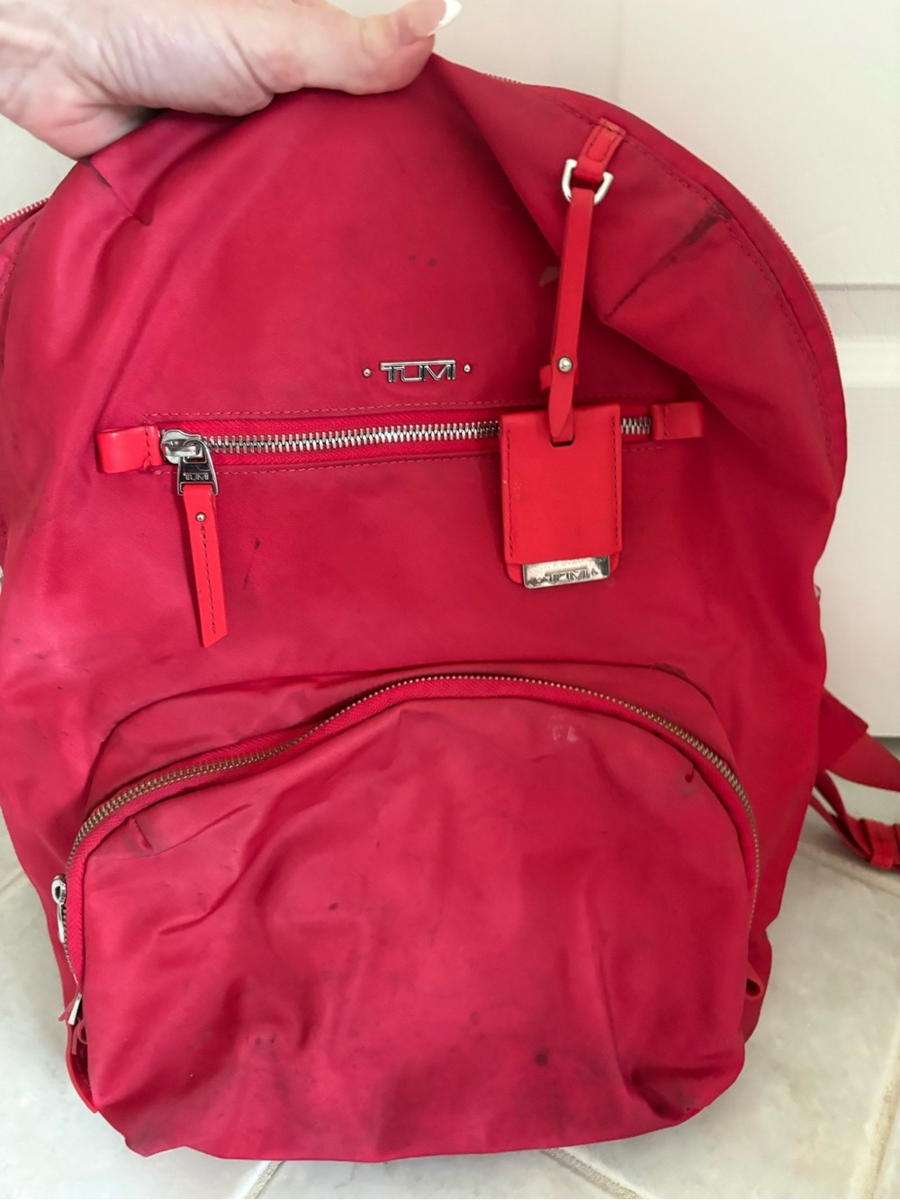 Tumi Red Women’s Backpack with Front Zip Pocket